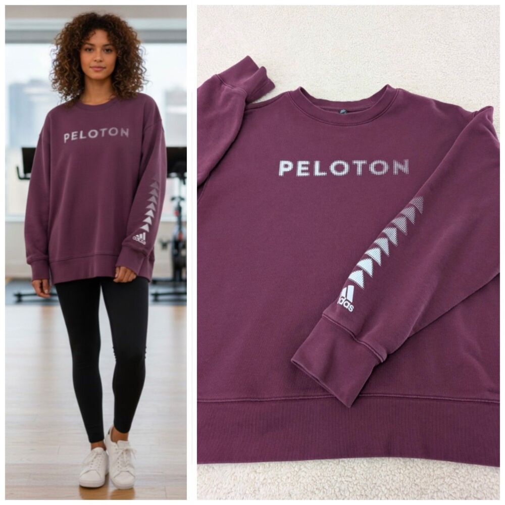 Adidas X Peloton Sweatshirt Unisex XL Burgundy Athleisure Embroidered Cotton